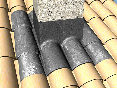 Precio en Chile de Ud de Encuentro de faldón con chimeneas o ductos de